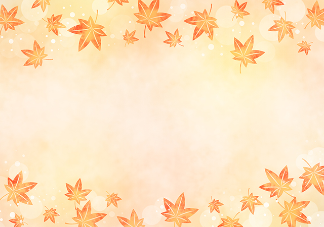 【無料素材】もみじの水彩背景・オレンジの秋色フレーム