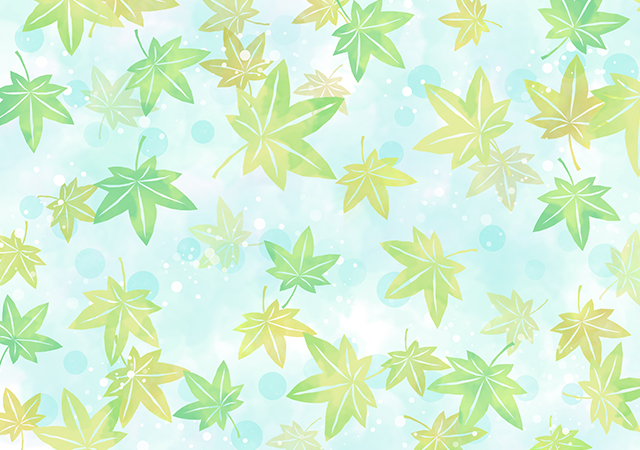 【無料素材】もみじの水彩背景・ブルーグリーン