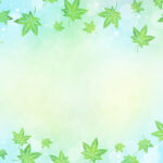 【無料素材】もみじの水彩背景・ブルーグリーン