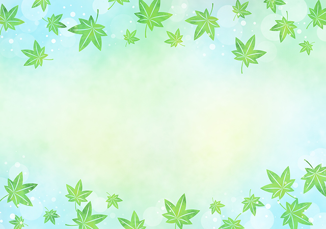 【無料素材】もみじの水彩背景・ブルーグリーン
