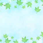 【無料素材】もみじの水彩背景・爽やかな水色のフレーム