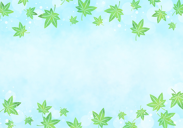 【無料素材】もみじの水彩背景・爽やかな水色のフレーム