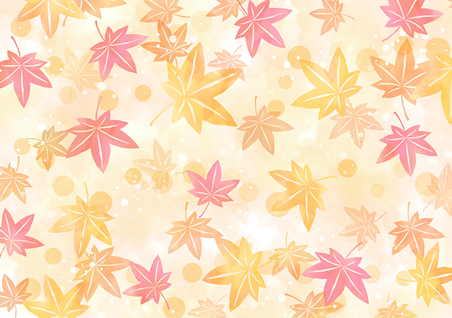 【無料素材】もみじの水彩背景・秋色イラスト
