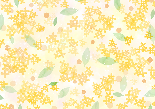 【無料素材】キンモクセイの水彩背景_イエロー