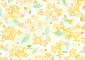 【無料素材】キンモクセイの水彩背景_グリーン