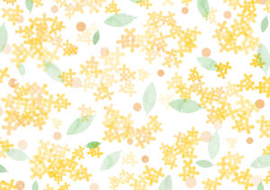 【無料素材】キンモクセイの水彩背景_白背景