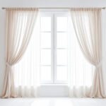 【無料素材】透け感のあるカーテンがある窓（ドレープ）