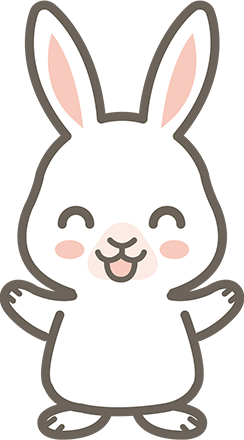 キャラクタ_ウサギポーズ_ニッコリ_わーい